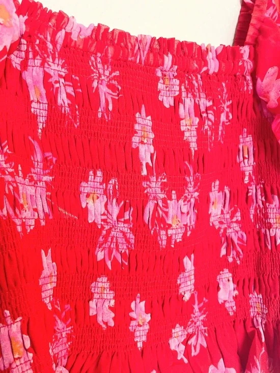 WAYF Pink Red Crop Top Ruched Feminine Coquette Going Out Top S - Picture 3 of 7